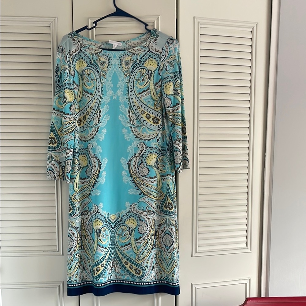 Elegant Blue Paisley Dress